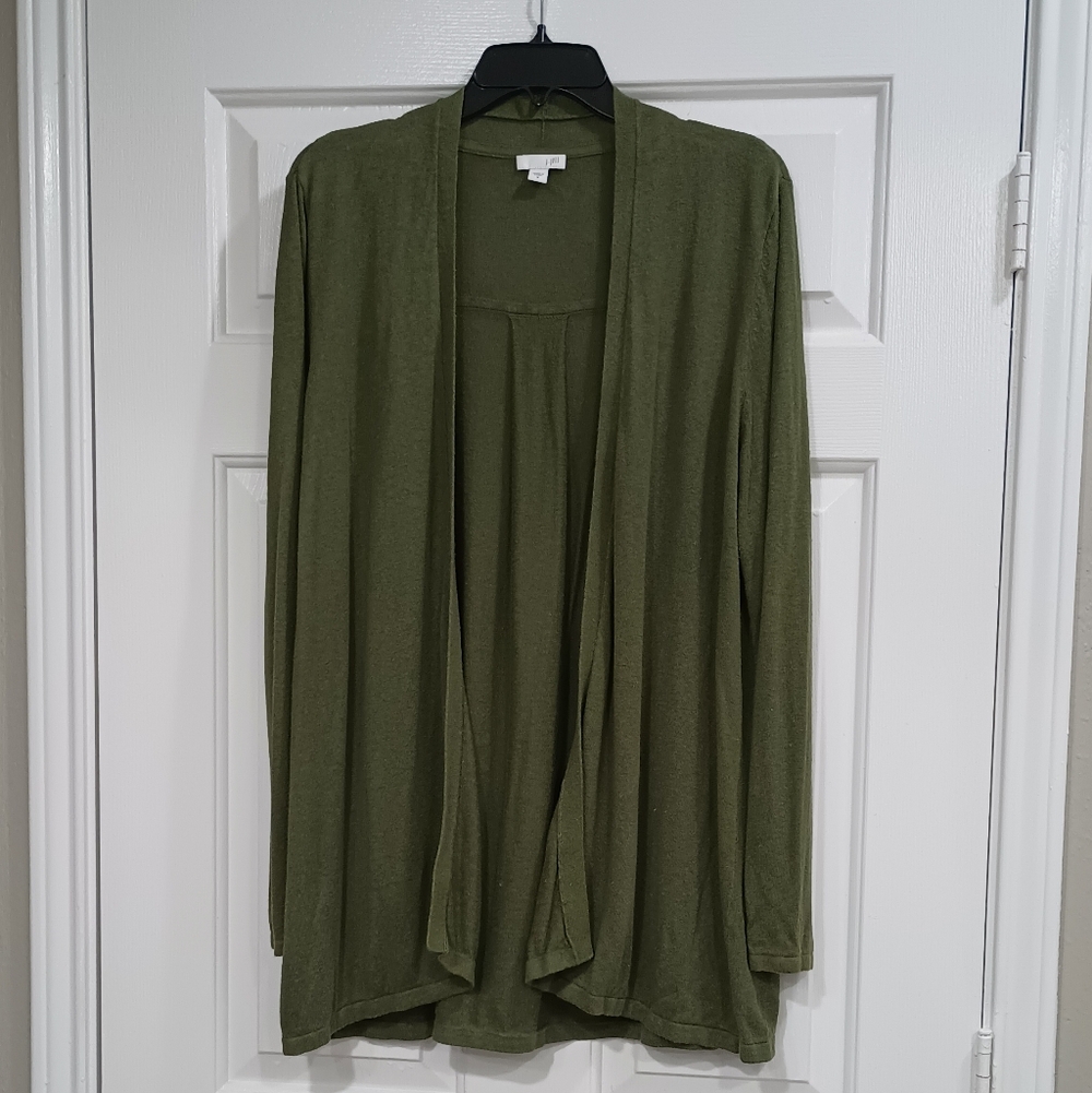 J. Jill Olive Green Linen Blend Cardigan Oversized M